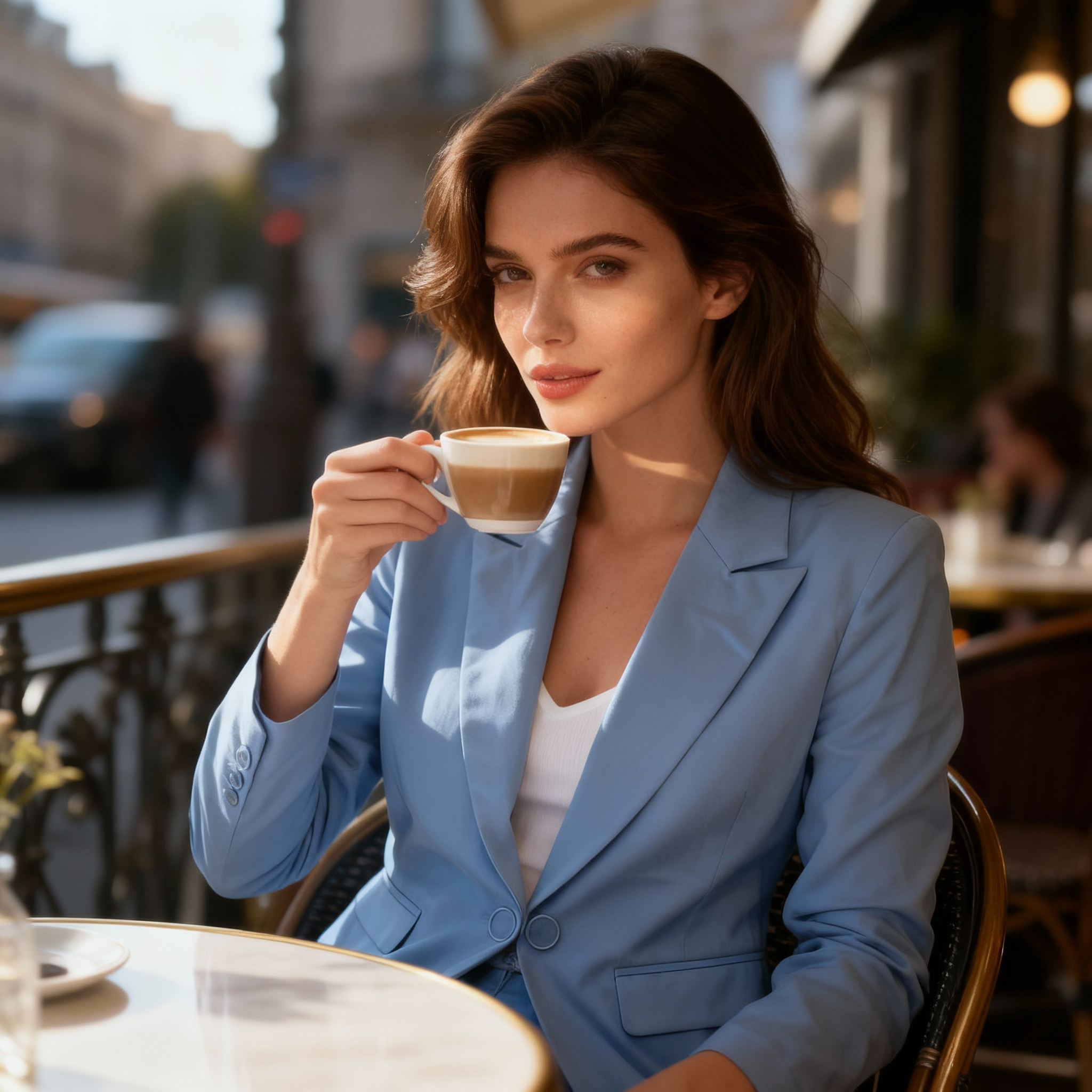 Classic Light Blue Tailored Blazer for Women