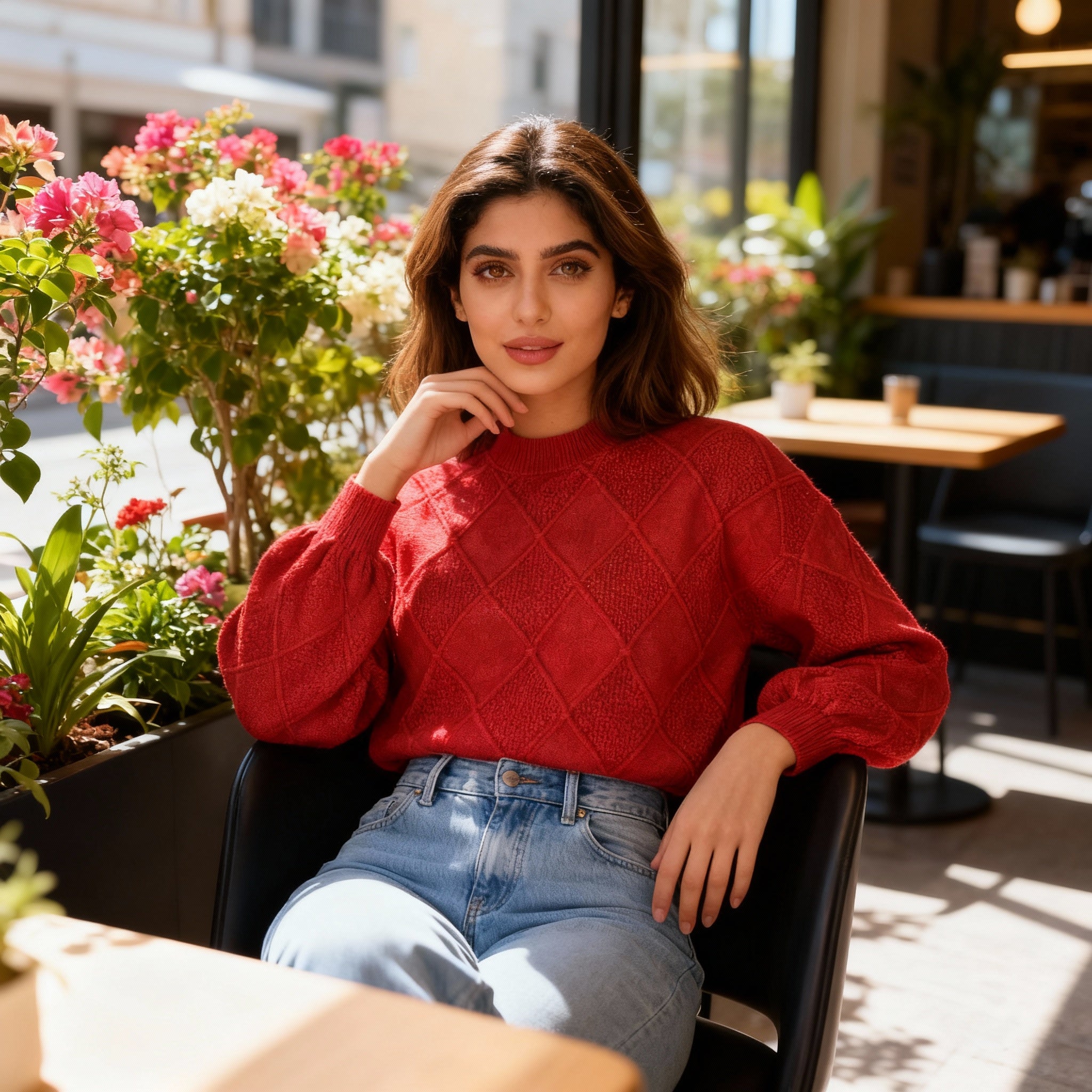 Red Diamond Knit Sweater – Sweater for Women