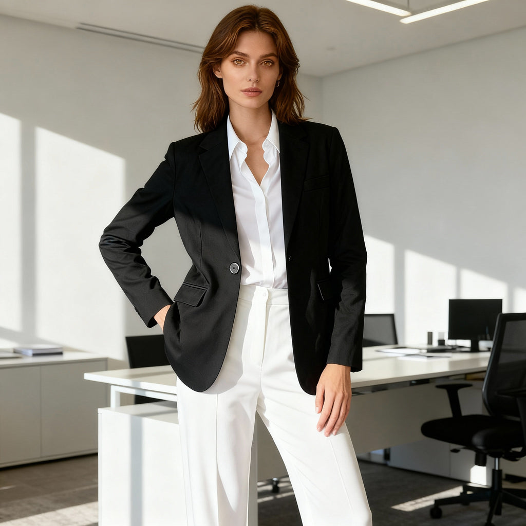Black Classic Tailored One-Button Blazer