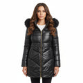 Long Black Puffer Coat with Faux Fur Hood – Winter Shine Edition