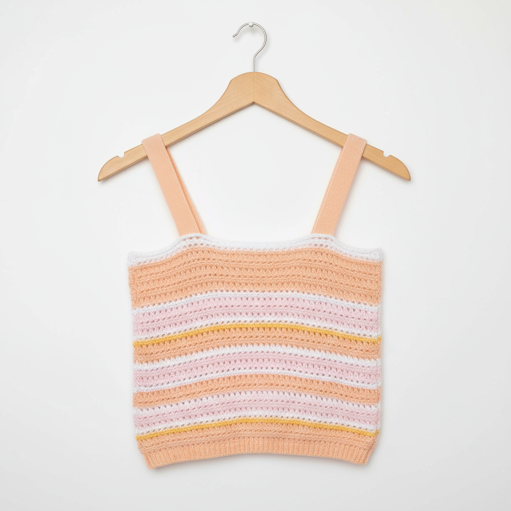 Multicolor Crochet Cropped Tank Top – Summer Stripes