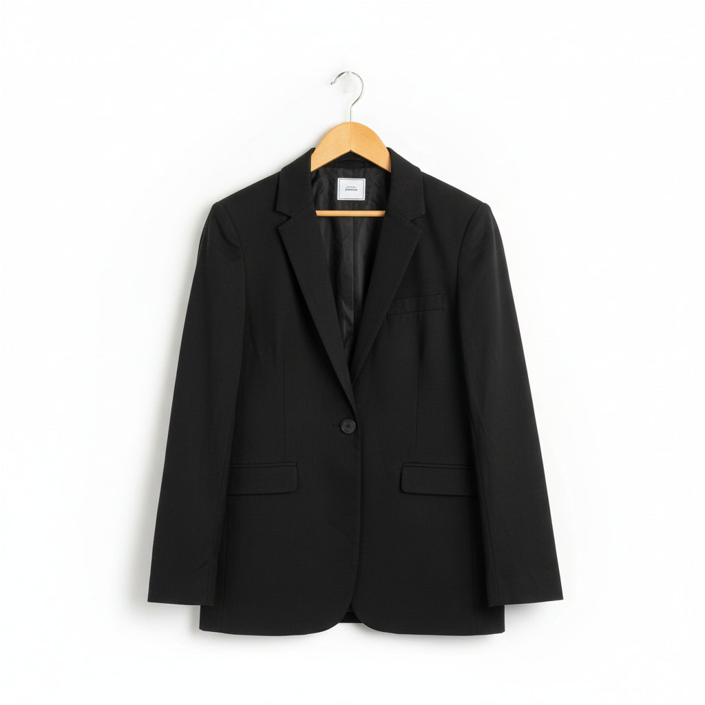 Black Classic Tailored One-Button Blazer