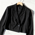 Cropped Black Pinstripe Blazer