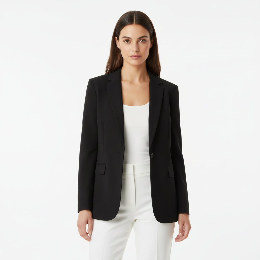 Black Classic Tailored One-Button Blazer