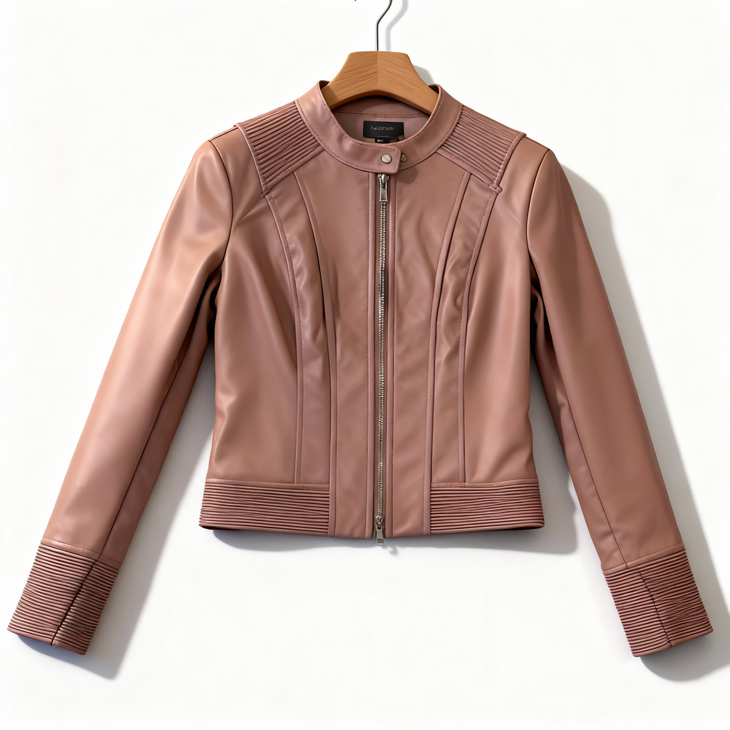 Rose Mauve Moto Leather Jacket