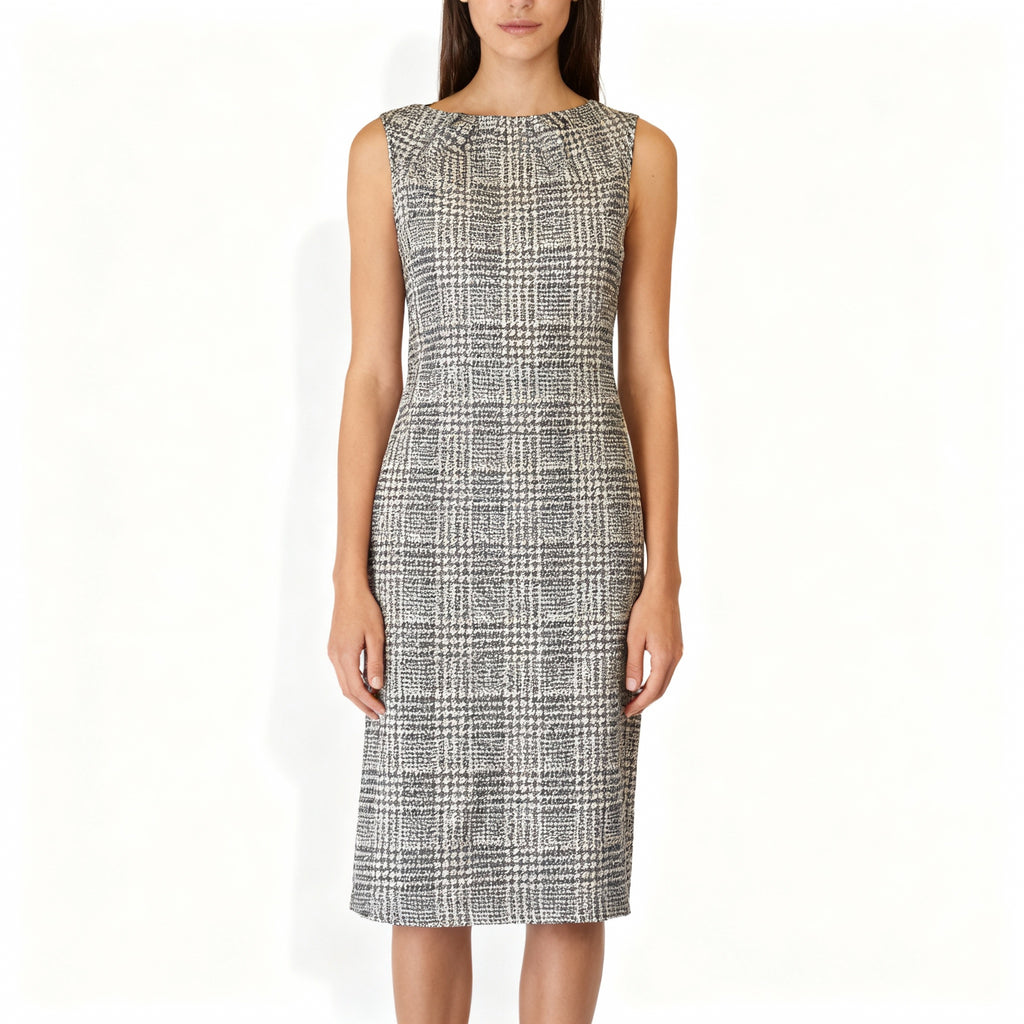 Classic Sleeveless Tweed Pencil Dress