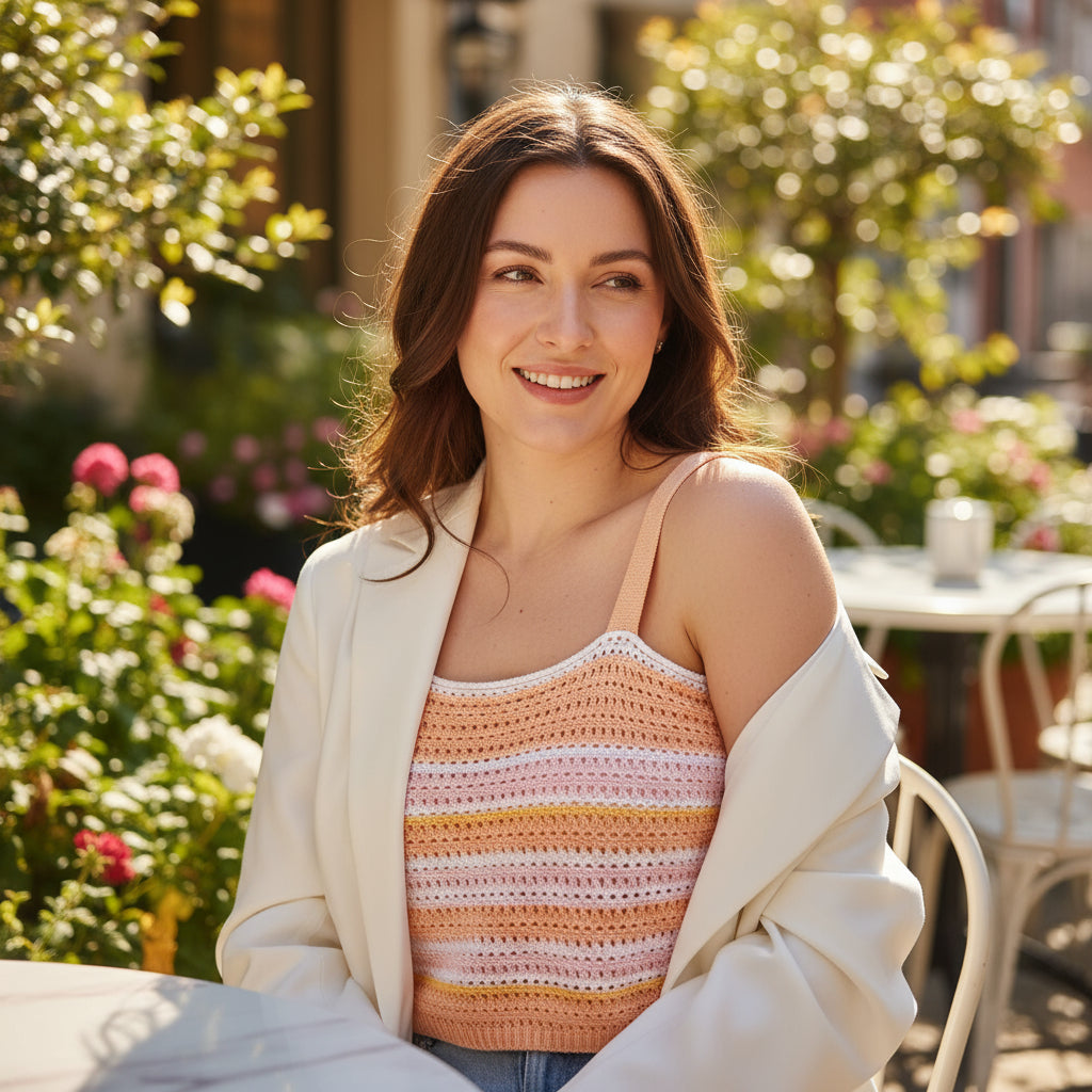 Multicolor Crochet Cropped Tank Top – Summer Stripes