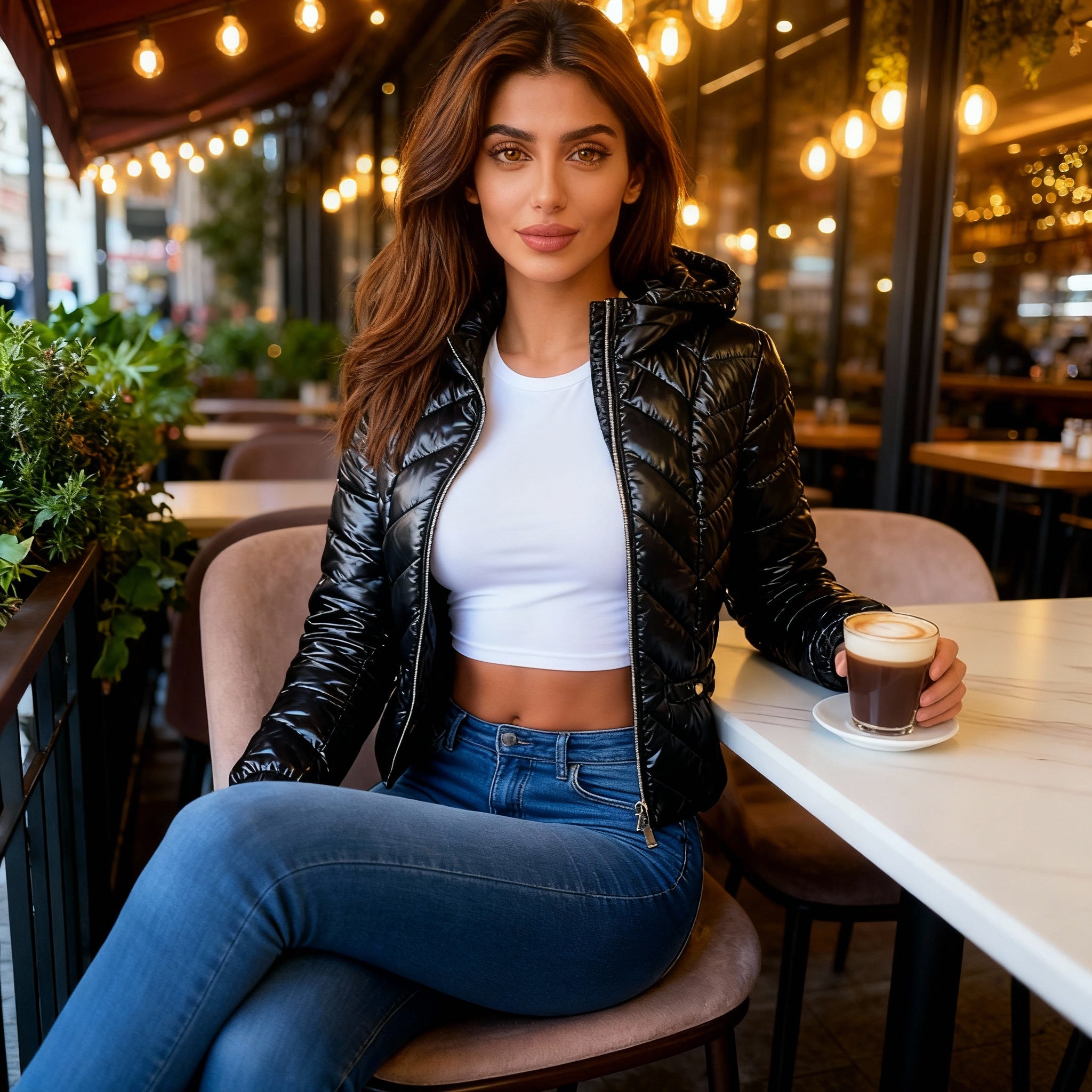 Women’s Black Lightweight Quilted Hooded Puffer Jacket