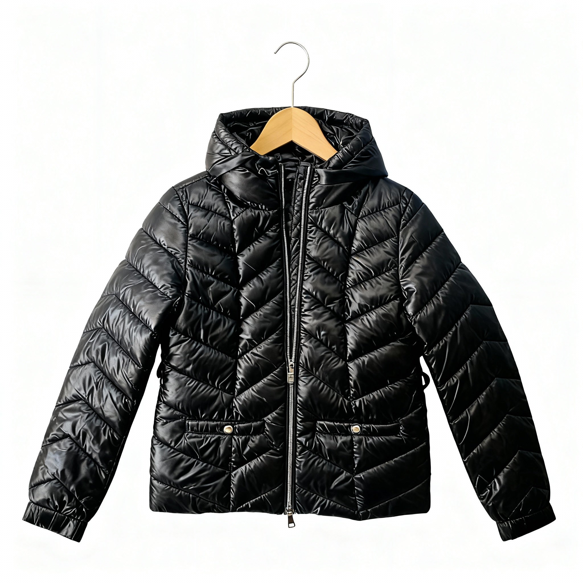 Women’s Black Lightweight Quilted Hooded Puffer Jacket