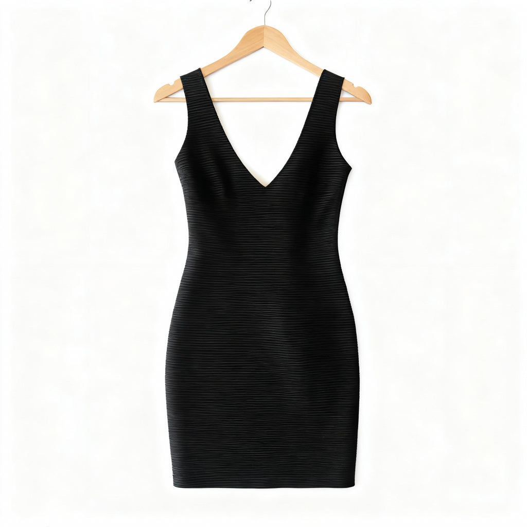 Classic Black V-Neck Bodycon Mini Dress