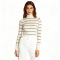 Striped Turtleneck Knit Top – Cream & Black