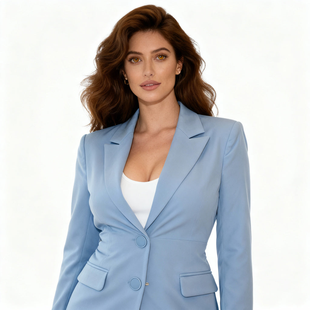Classic Light Blue Tailored Blazer for Women