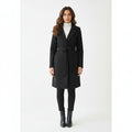 Elegant Black Belted Wool-Blend Coat with Shawl Lapel