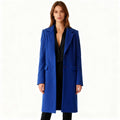 Royal Blue Long Wool Coat with Classic Tailored Fit